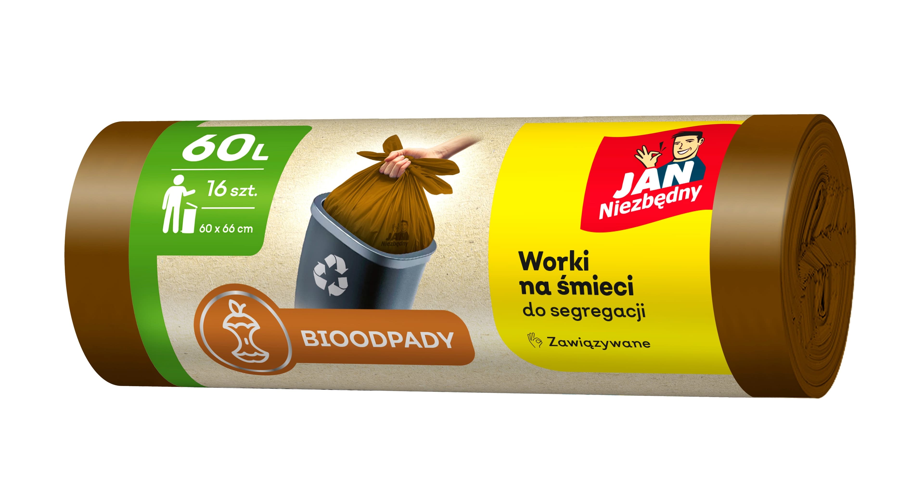 Worki na biodegradowalne odpady 60l 16szt Jan Niezbędny
