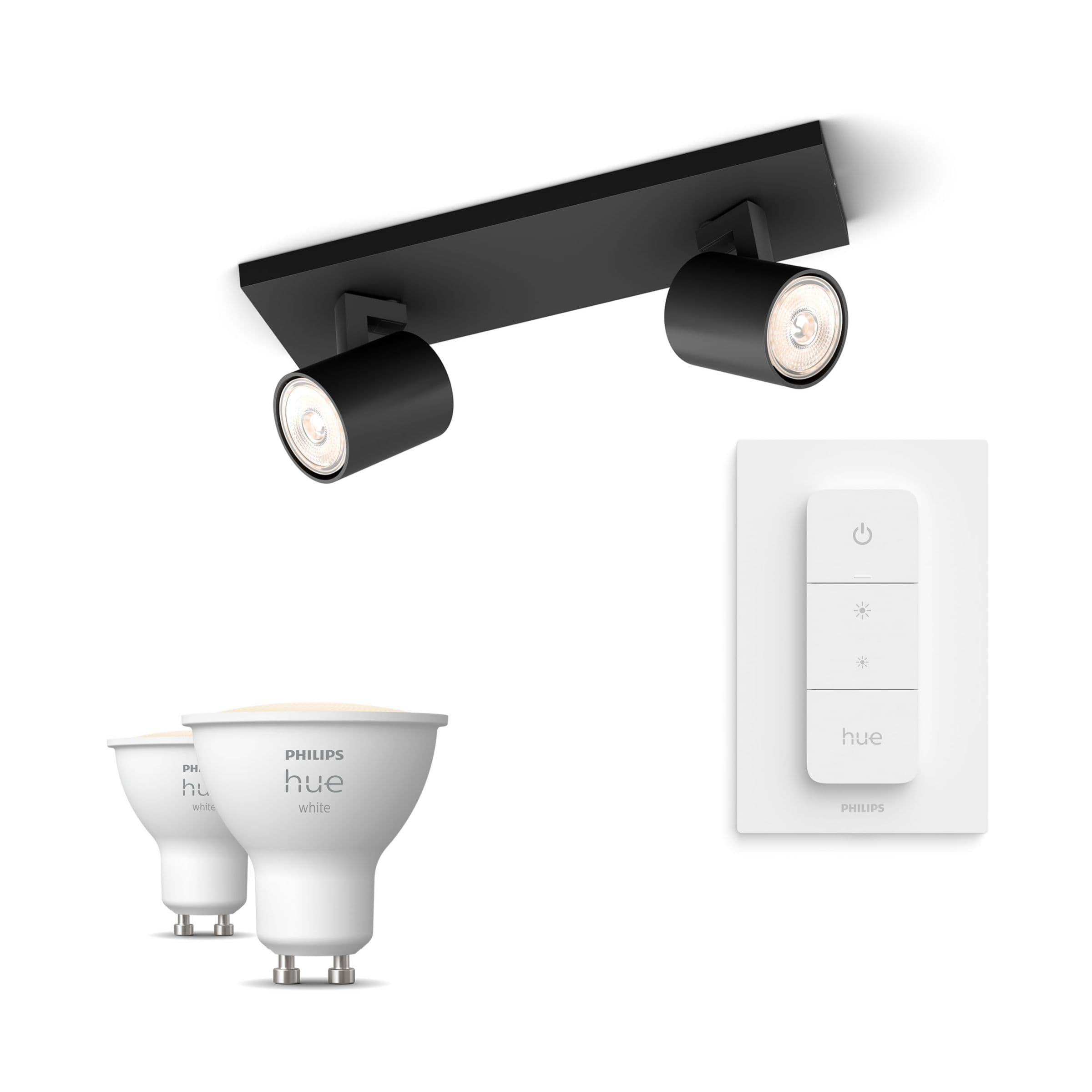 Philips Zestaw:  2 Reflektory Runer + Ściemniacz + Żarówki Gu10 Białe Światło
