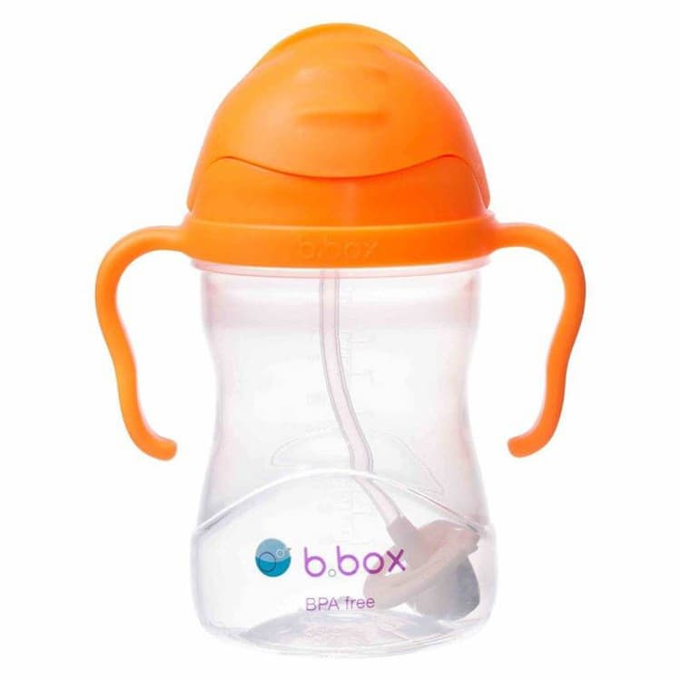 B.box bidon dla dzieci - kubek niekapek ze słomką 240 ml pomarańczowy