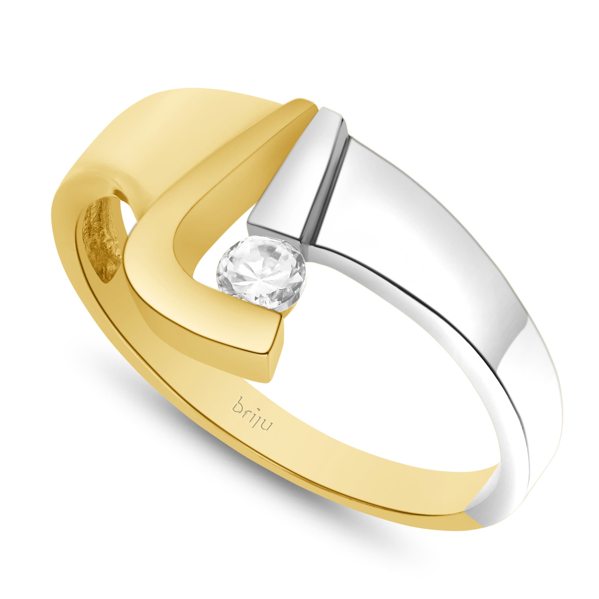 Pierścionek z brylantem żółte złoto 0,10 ct 585 (B0069-100)