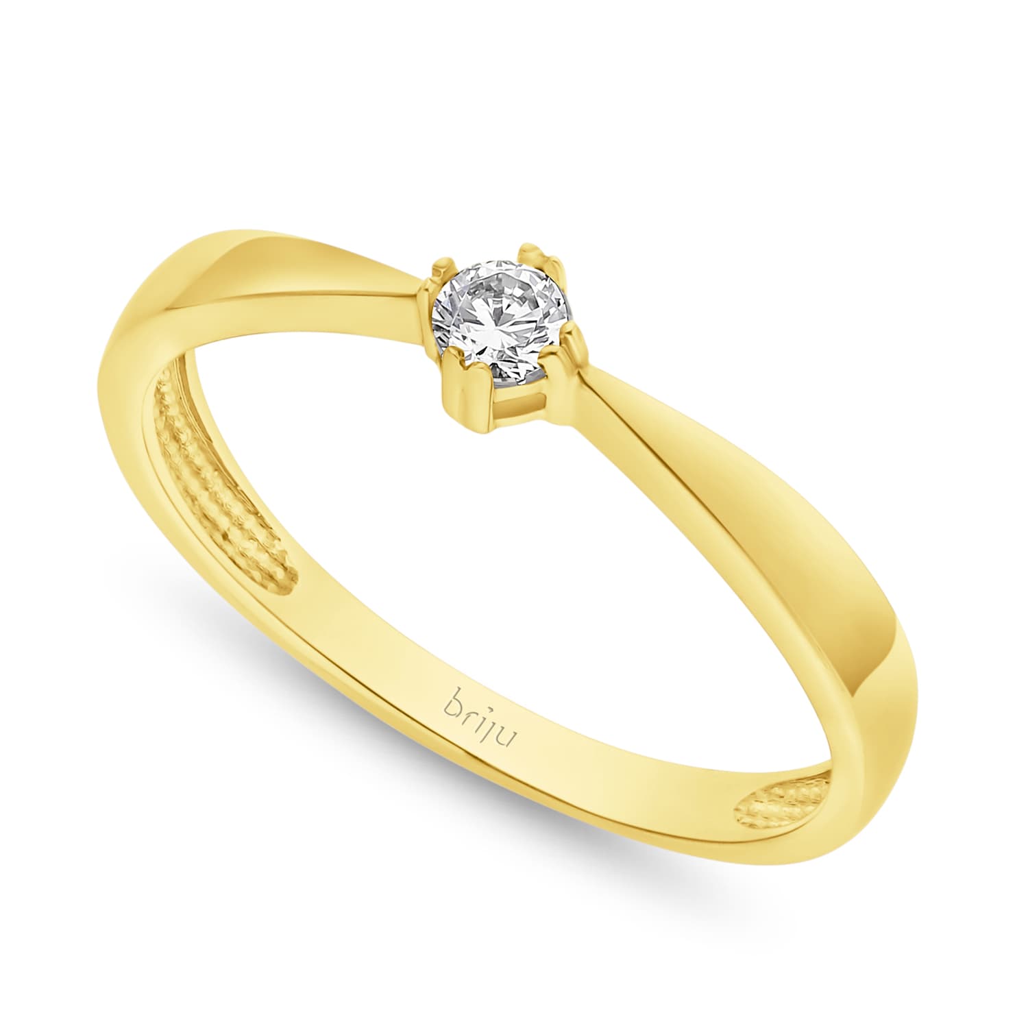 Pierścionek z brylantem żółte złoto 0,100 ct 585 (B0219-100)