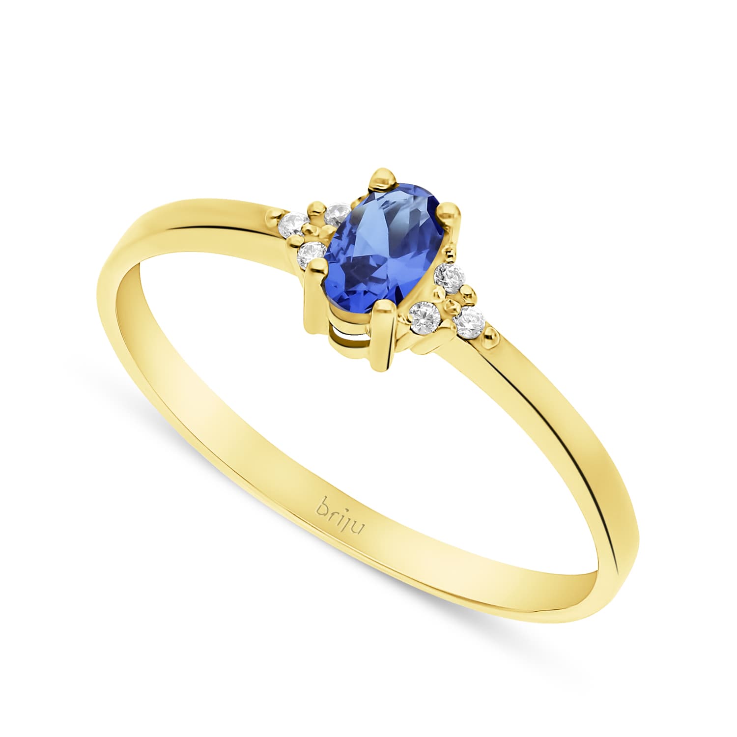 Pierścionek z brylantami żółte złoto szafir 0,304 ct 585 (B0662-100)