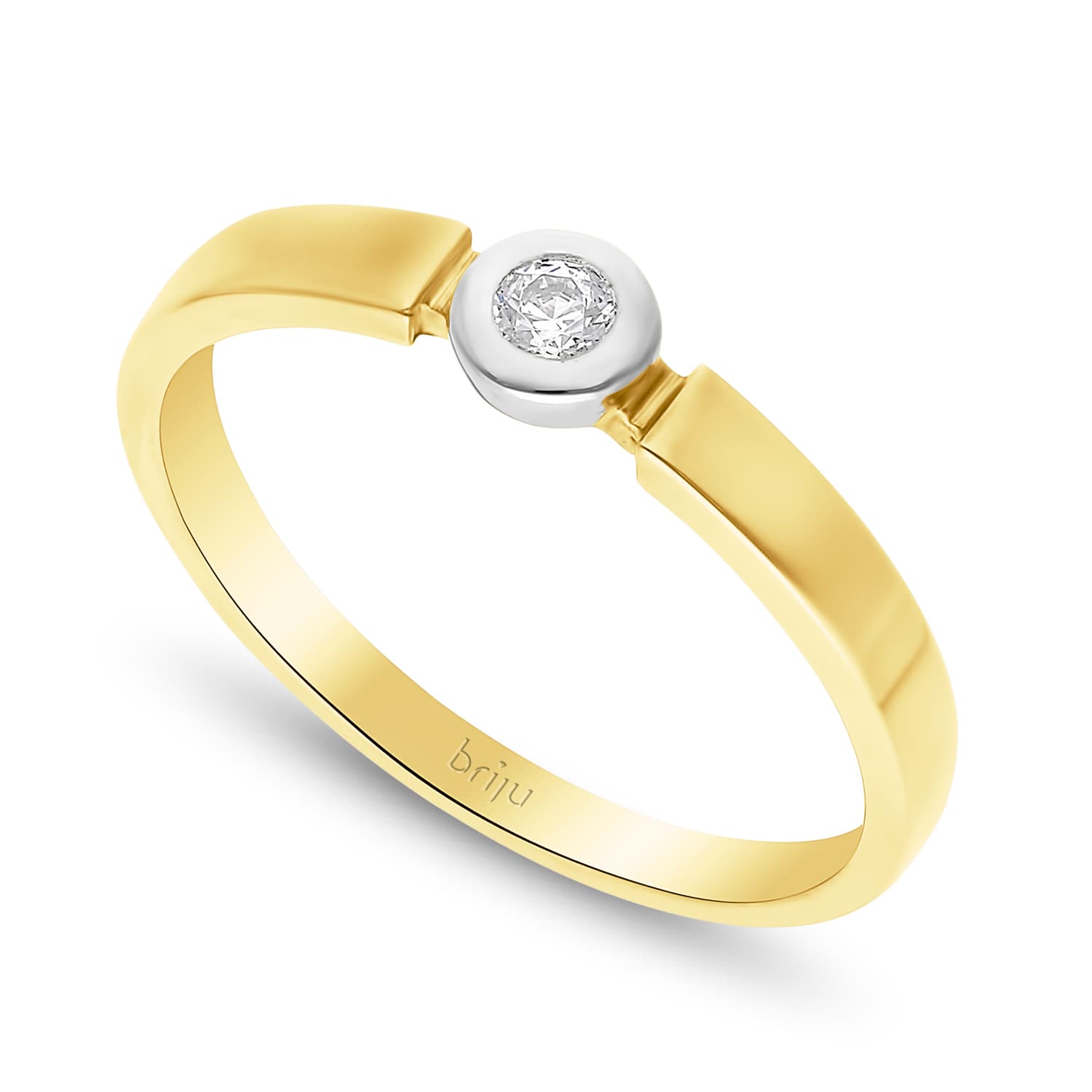Pierścionek z brylantem żółte złoto 0,066 ct 585 (B0211-100)