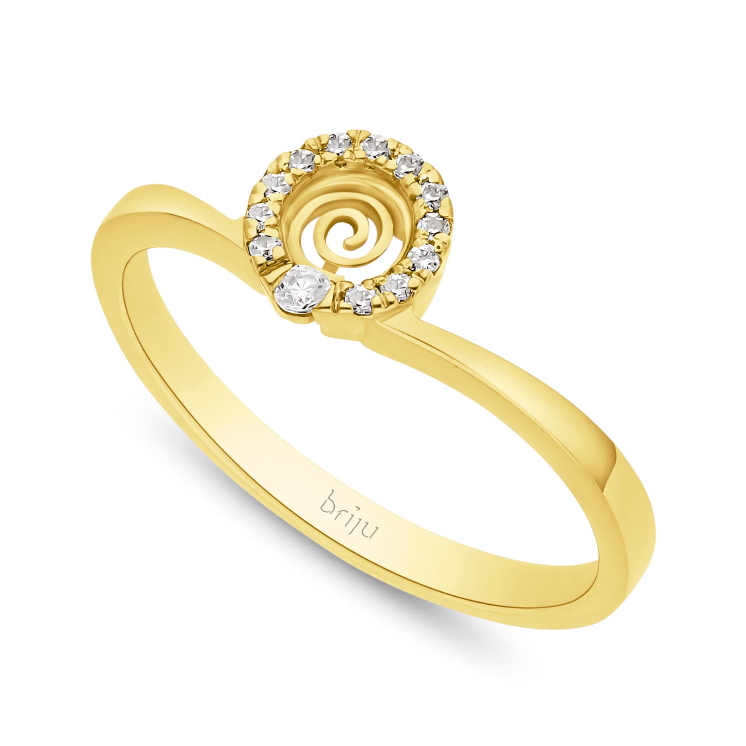 Pierścionek z brylantami żółte złoto 0,073 ct 585 (B0379-100)