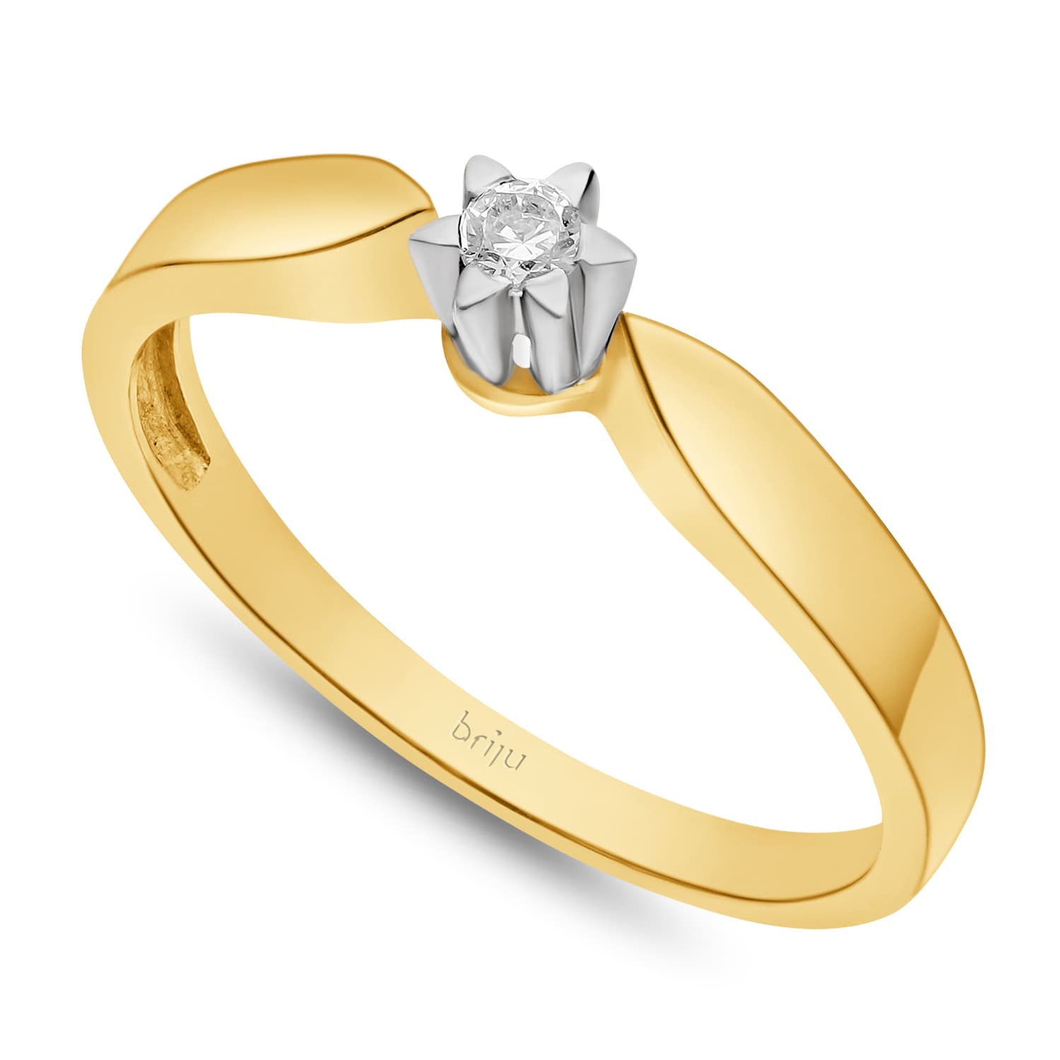 Pierścionek z brylantem żółte złoto 0,066 ct 585 (B0045-100)