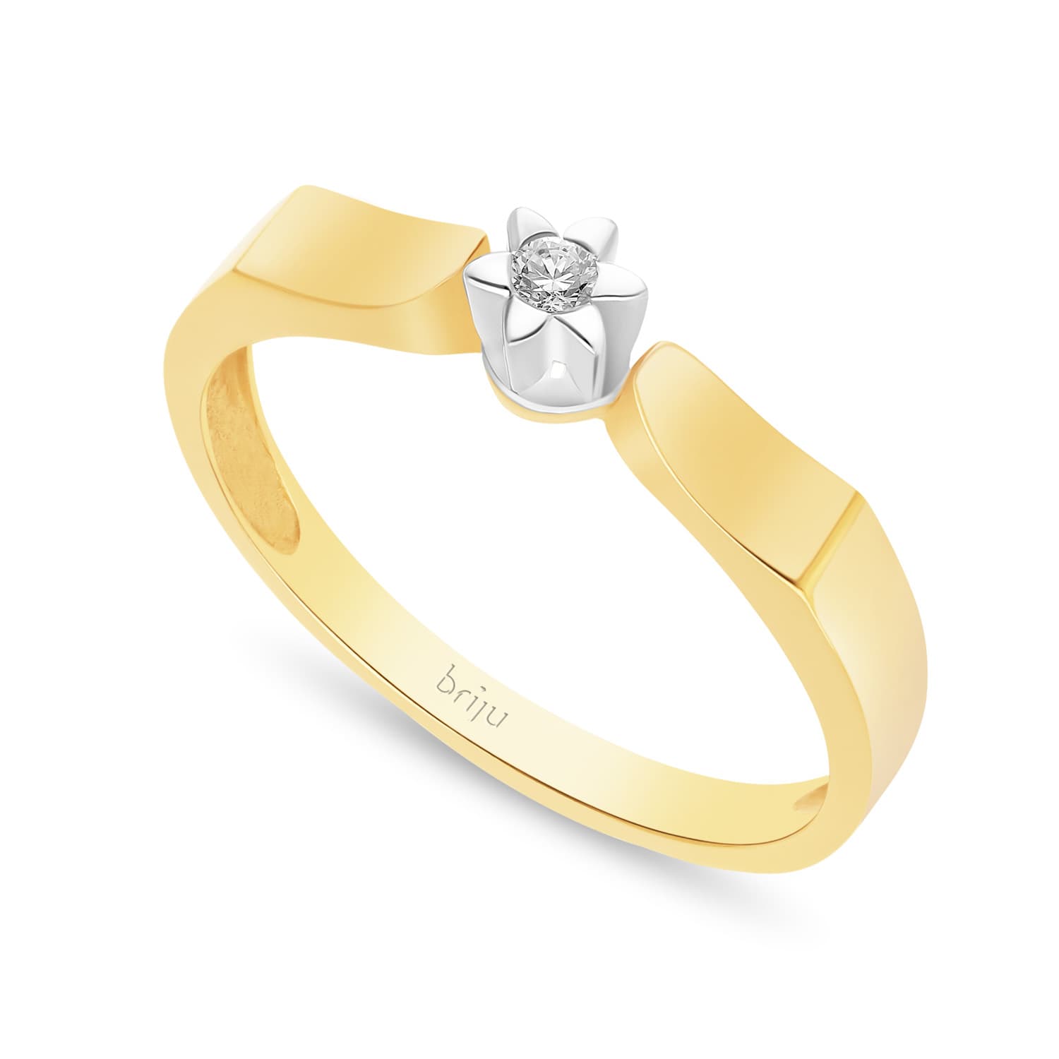 Pierścionek z brylantem żółte złoto 0,060 ct 585 (B0073-100)