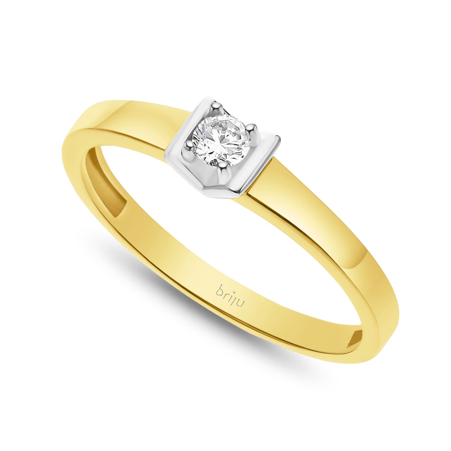 Pierścionek z brylantem żółte złoto 0,10 ct 585 (B0322-100)