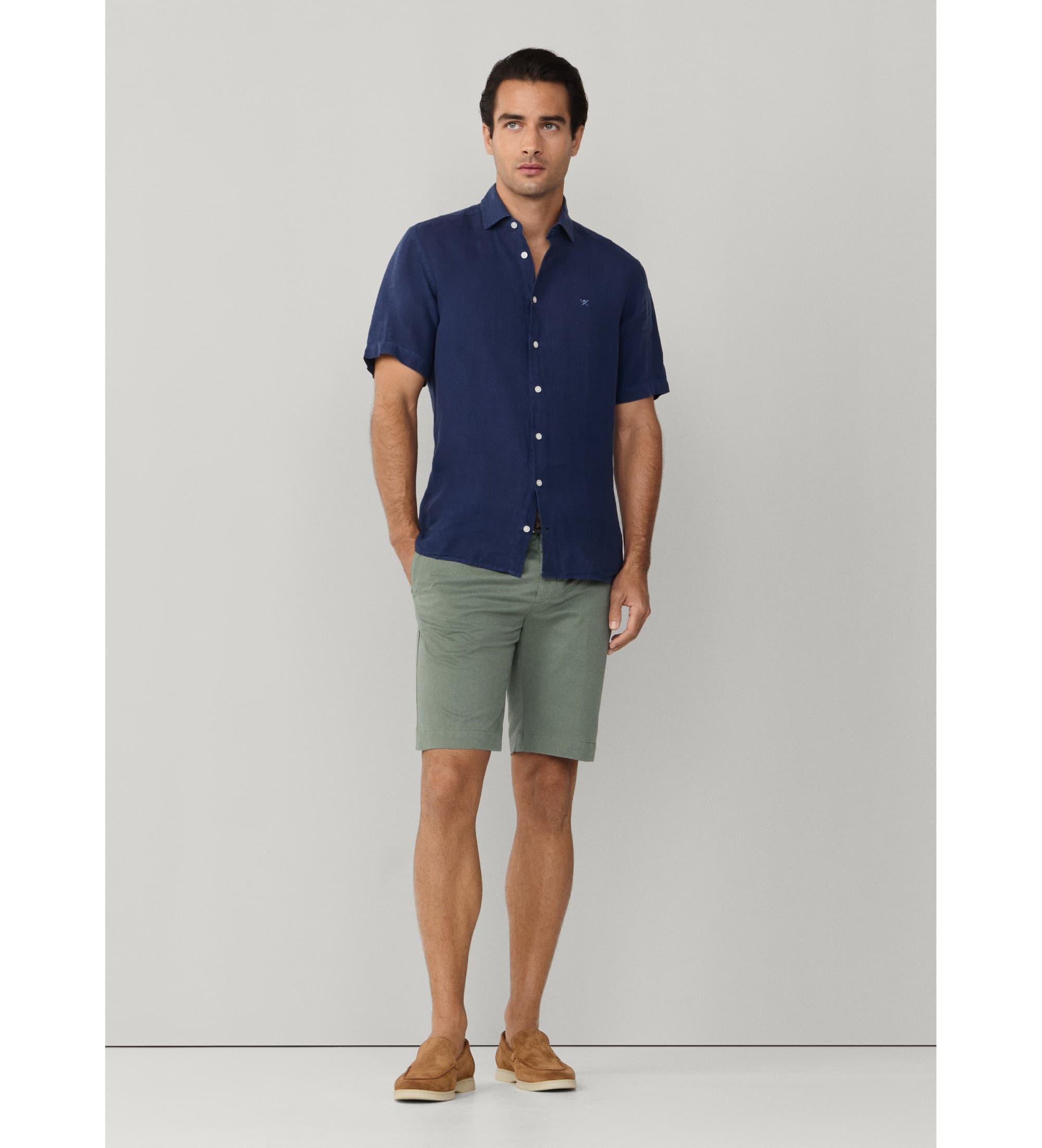 Hackett London dla m??czyzn. HM8000017 Spodenki Core Kenverde (38), Zielony, Bawełna, Klasyczny