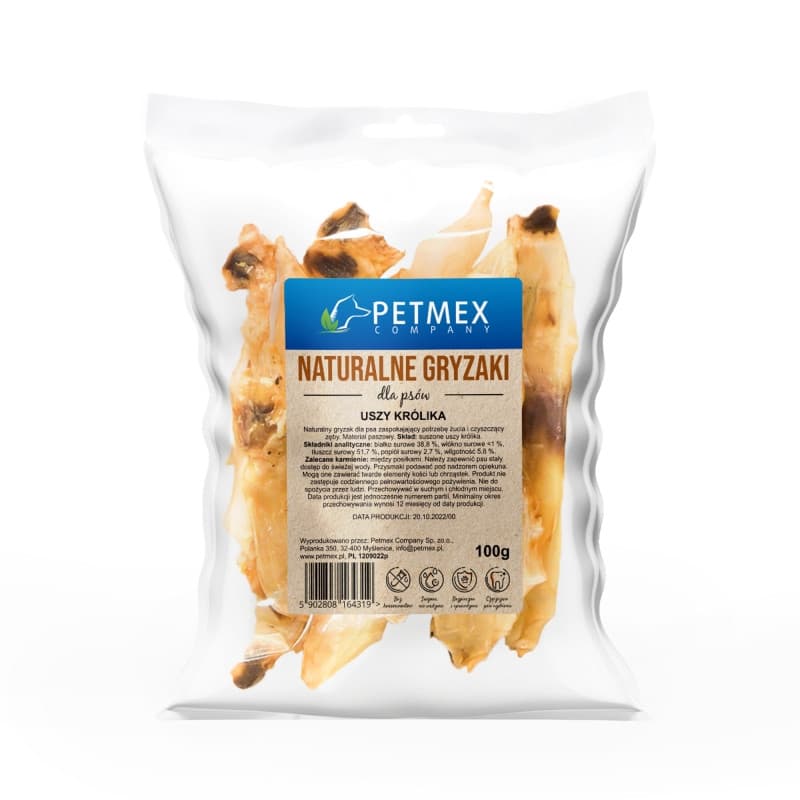 Gryzak dla psów PETMEX Uszy Królika 100g