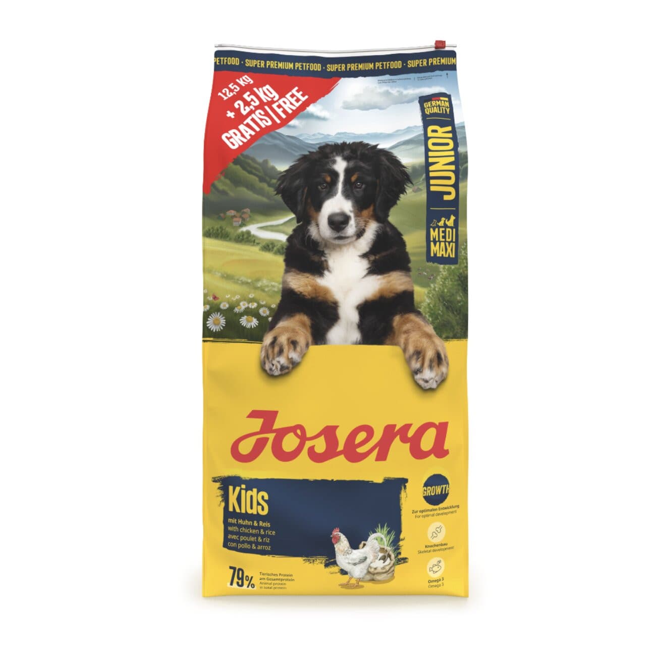 JOSERA Junior Kids Medium/Max Chicken - sucha karma dla psa - 12,5kg + 2,5kg