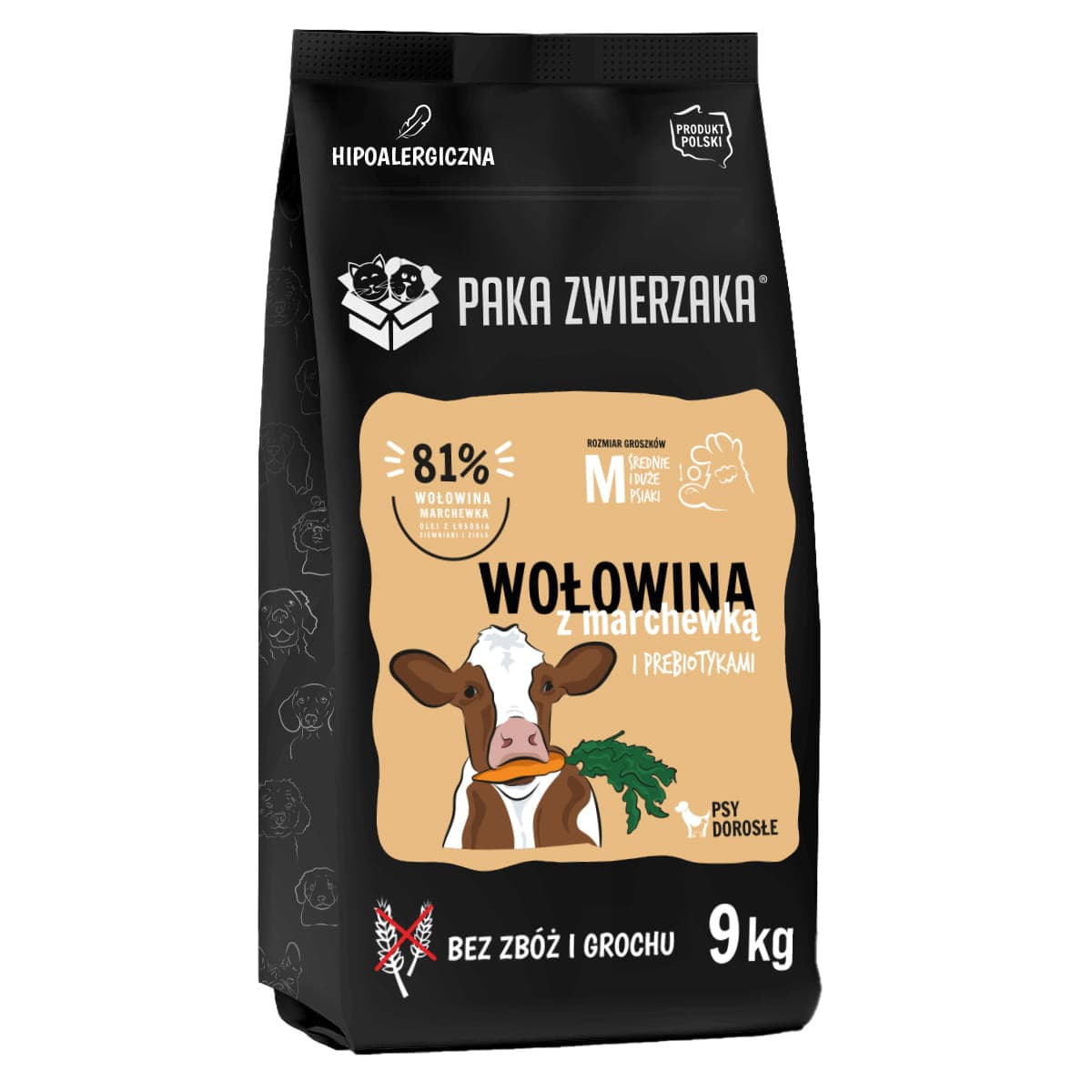 PAKA ZWIERZAKA Wołowina z marchewką M Mono - sucha karma dla psa - 9kg