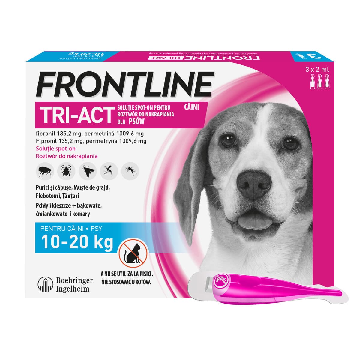 FRONTLINE Tri-Act M - krople przeciw pasożytom dla psa 10-20 kg - 3 x 2 ml