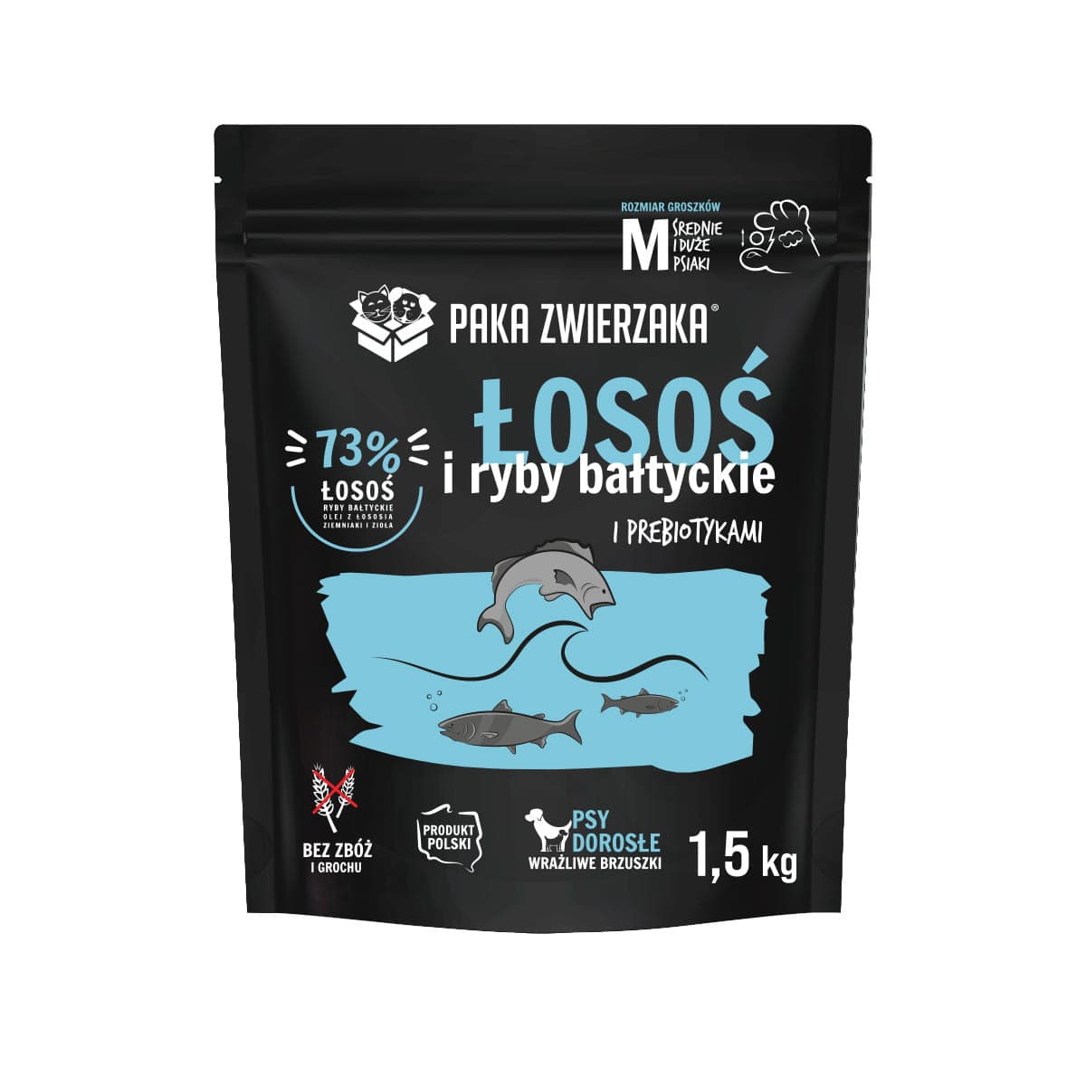 PAKA ZWIERZAKA Łosoś z rybami bałtyckimi M Mono - sucha karma dla psa - 1,5kg