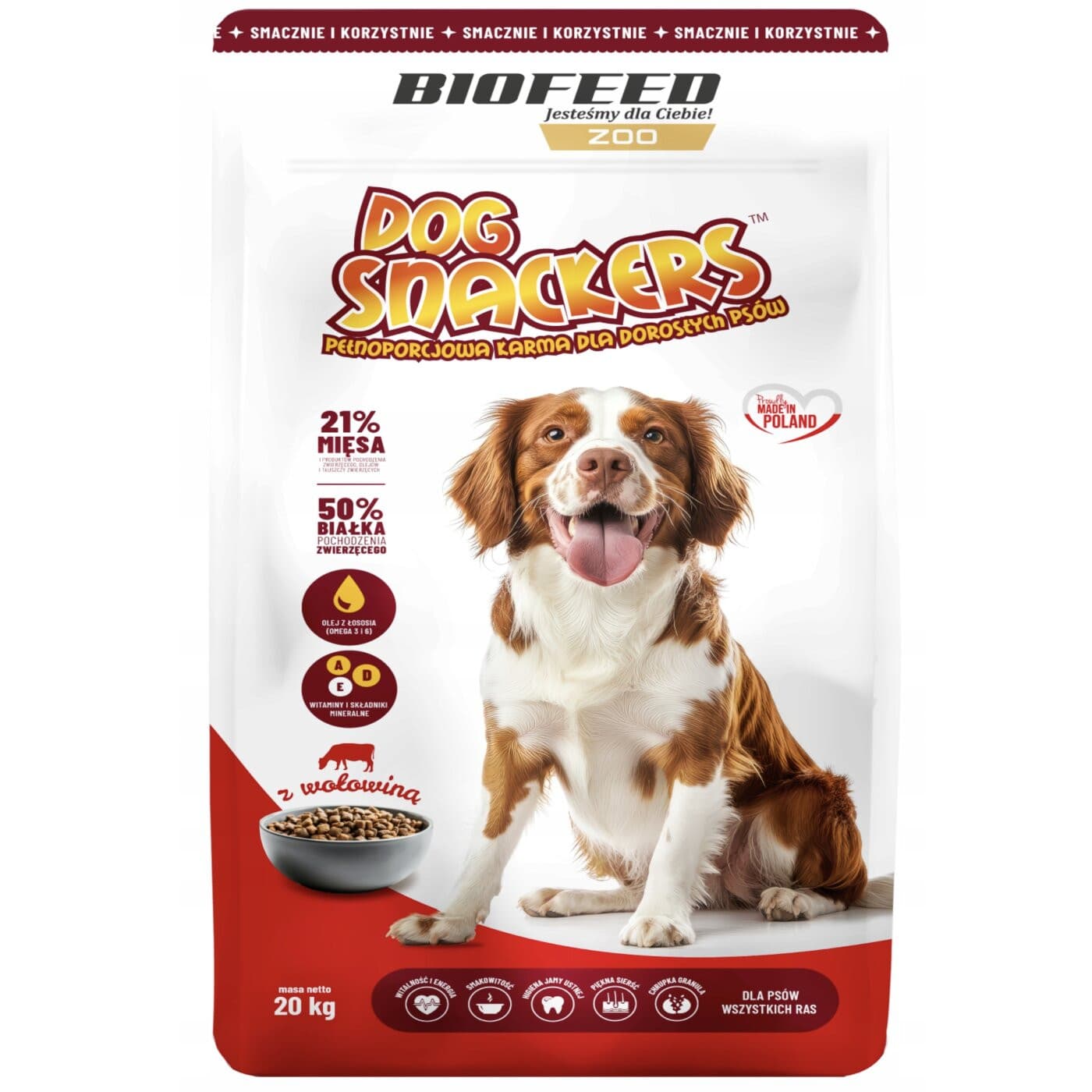 BIOFEED Dog Snackers Adult Średnie i duże rasy Wołowina - sucha karma dla psa - 20kg