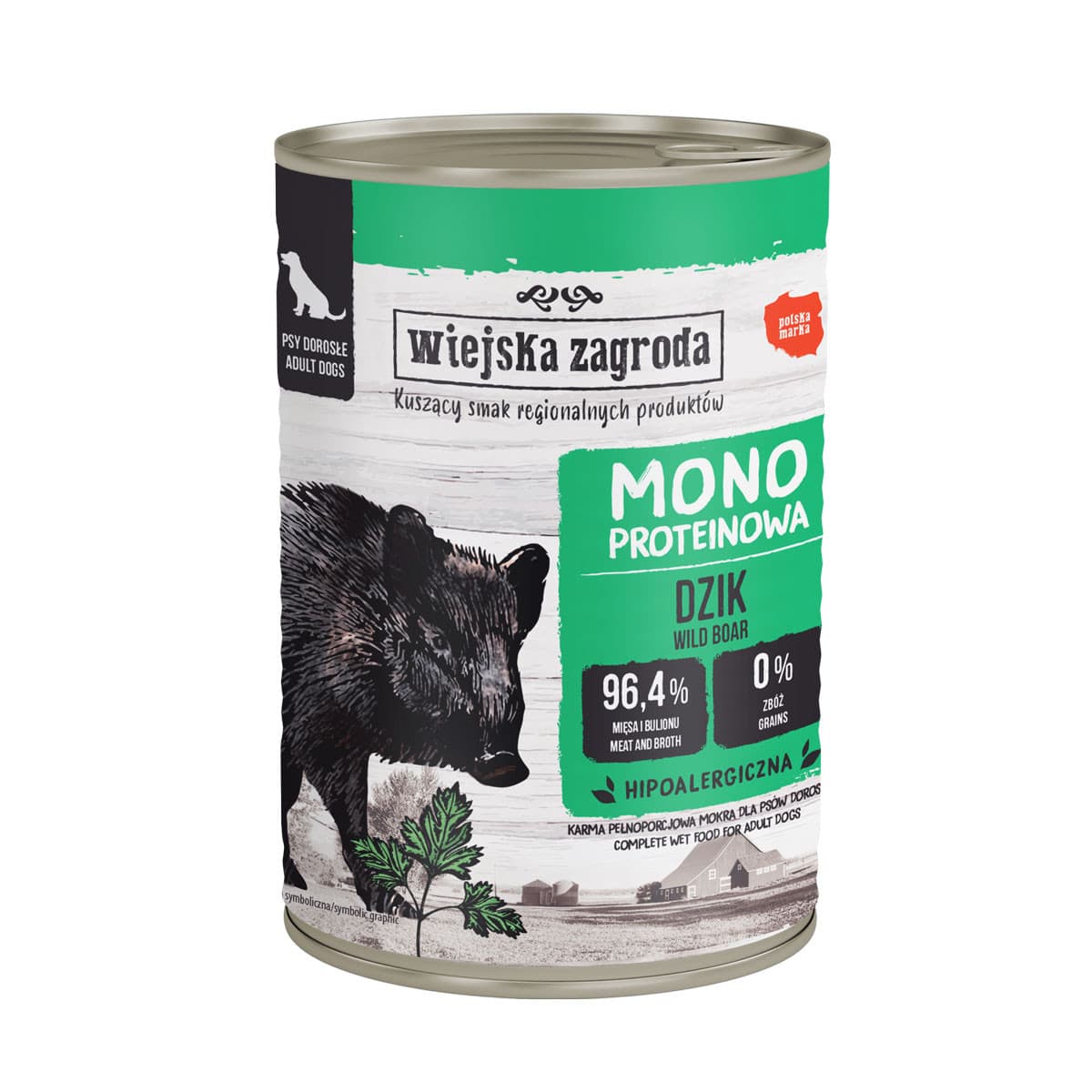 WIEJSKA ZAGRODA Mono Dzik - mokra karma dla psa - 400g