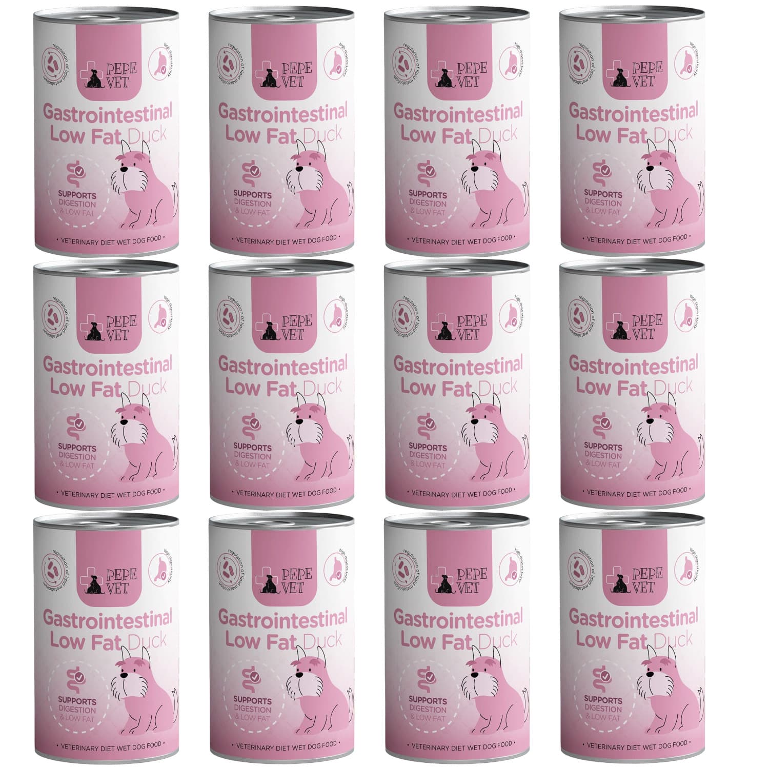 PAKA ZWIERZAKA Pepe Vet Gastrointestinal Low fat Mono Duck - mokra karma dla psa - 12x400g