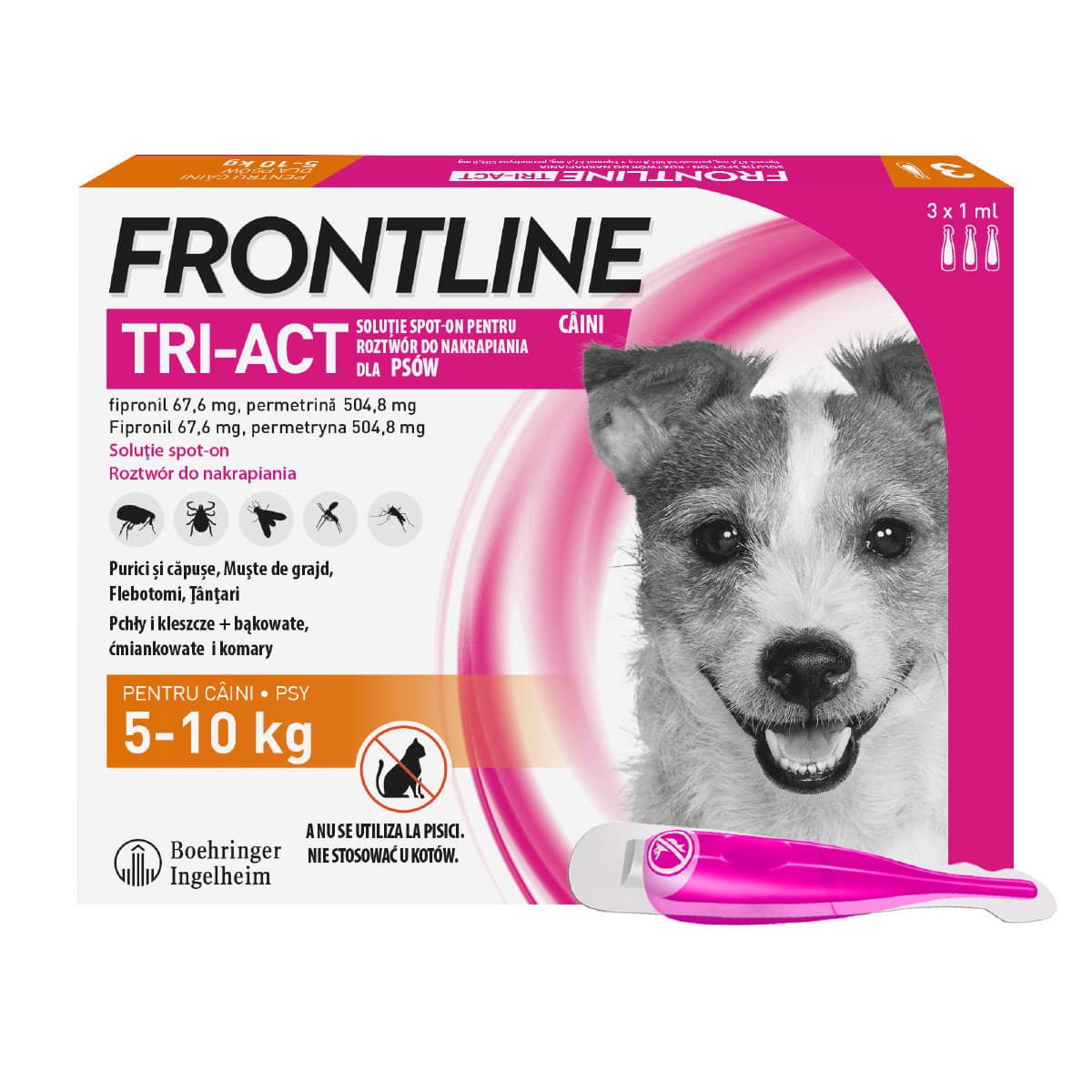FRONTLINE Tri-Act S - krople przeciw pasożytom dla psa  5-10 kg - 3 x 1 ml