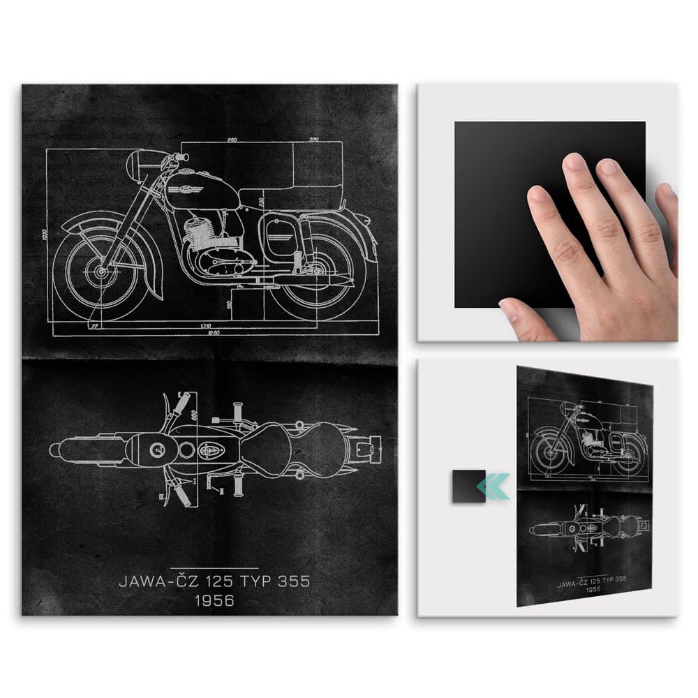 Plakat metalowy JAWA-ČZ 125 TYP 355 Projekt Graphite L