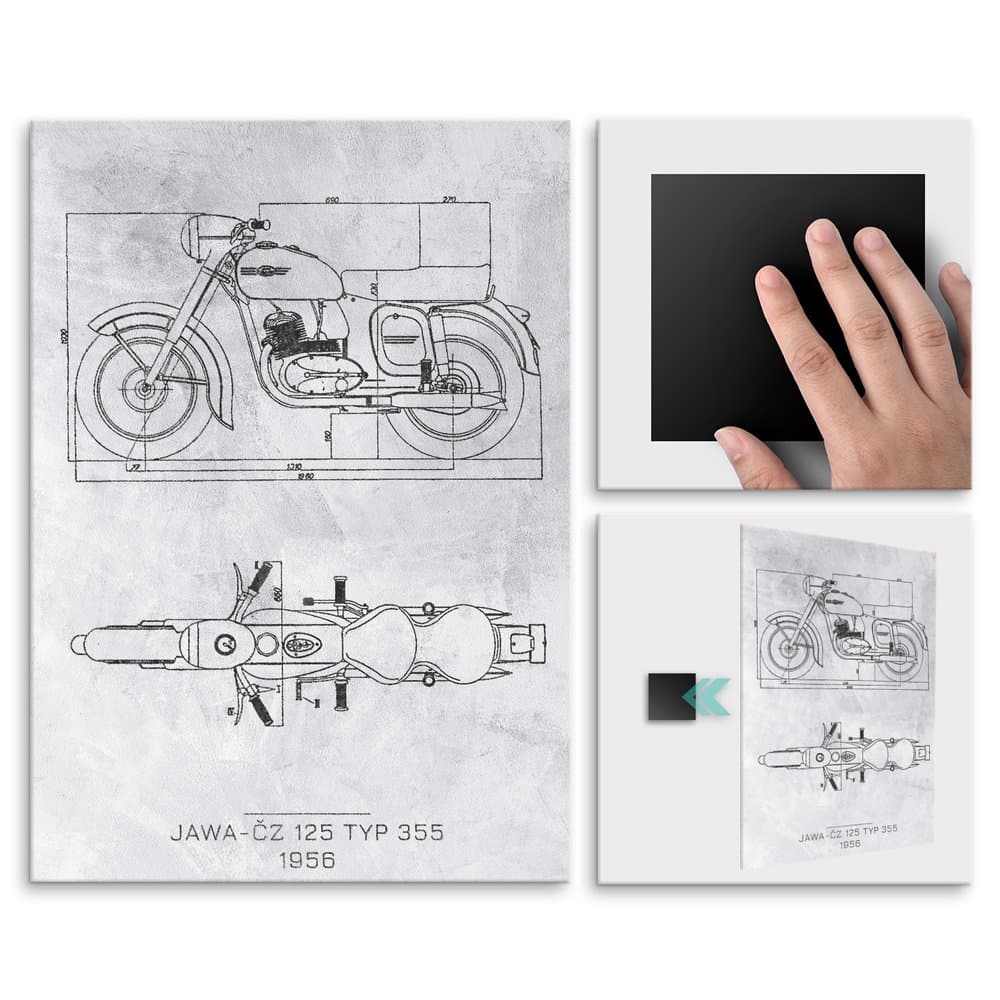Plakat metalowy JAWA-ČZ 125 TYP 355 Projekt Stone L