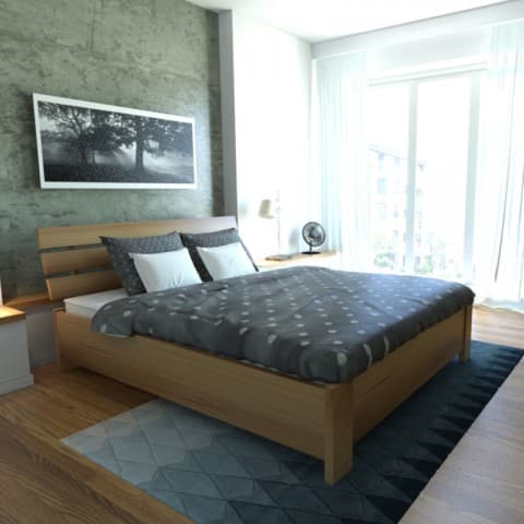 Łóżko HALDEN PLUS EKODOM drewniane : Kolor wybarwienia - Ciemny Orzech, Rozmiar - 160x200