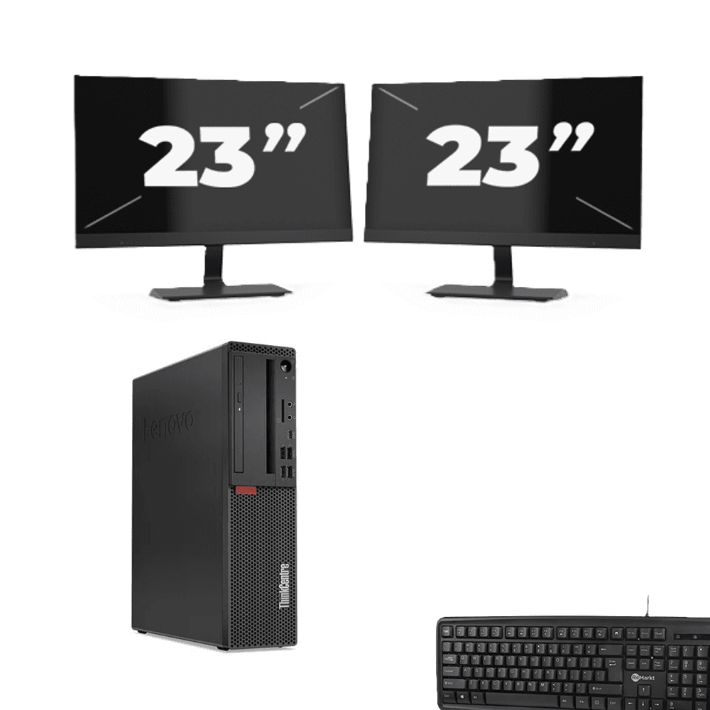 Lenovo ThinkCentre M720s SFF - Intel Core i5-9e Generatie - 8GB RAM - 256GB SSD - Windows 11 + 2x 23 inch Monitor