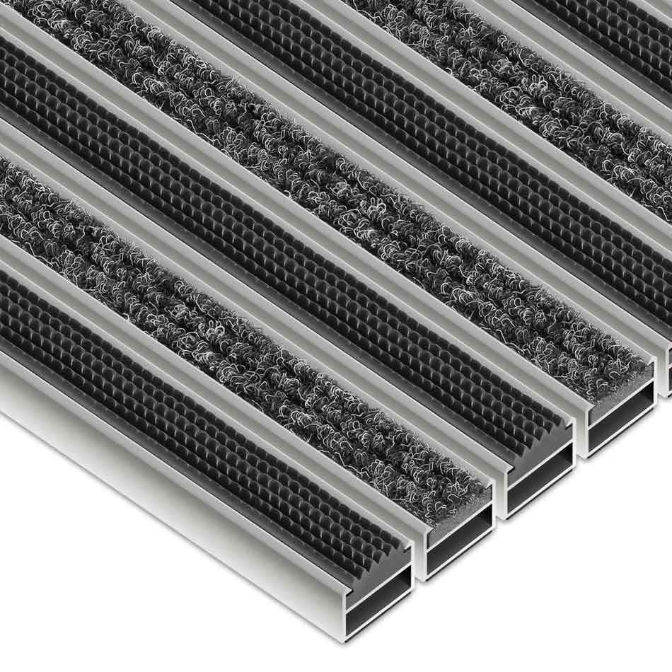 Clean Ryps - Rubber 80 x 100 cm - wycieraczka aluminiowa 12 mm czarny Brak