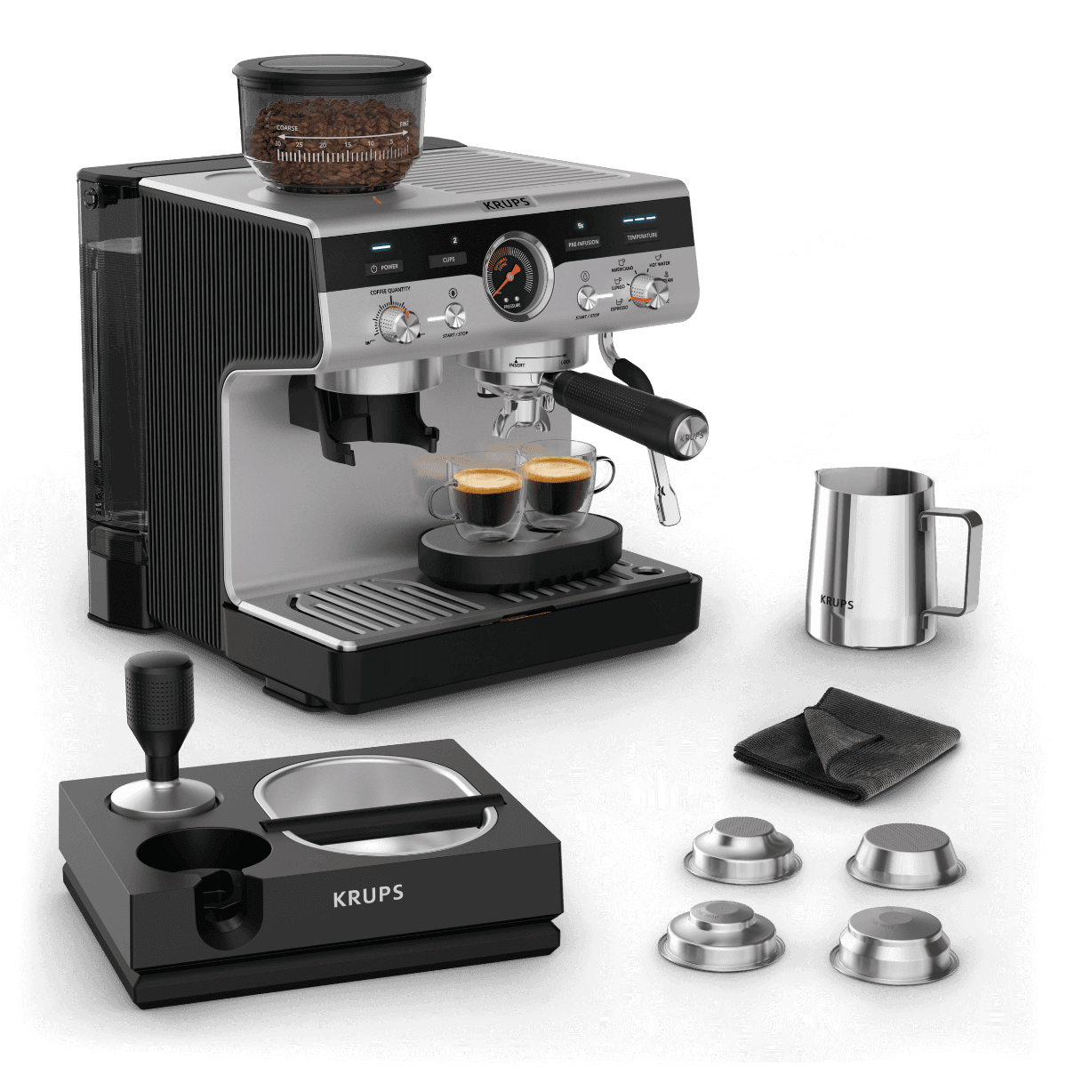 Ekspres do kawy kolbowy z młynkiem KRUPS PRECISION+ XP804T