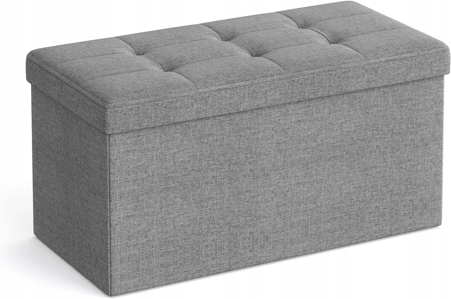 PUFA PIKOWANA tapicerowana skrzynia ławka ZE SCHOWKIEM 76x38x38 JASNOSZARA