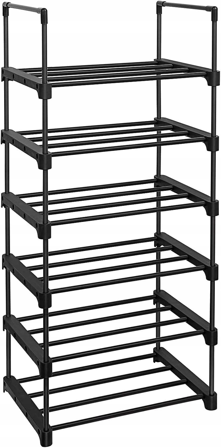 Szafka MODUŁOWA stojak NA BUTY regał 6 POZIOMÓW 30x45x106 METALOWA CZARNA