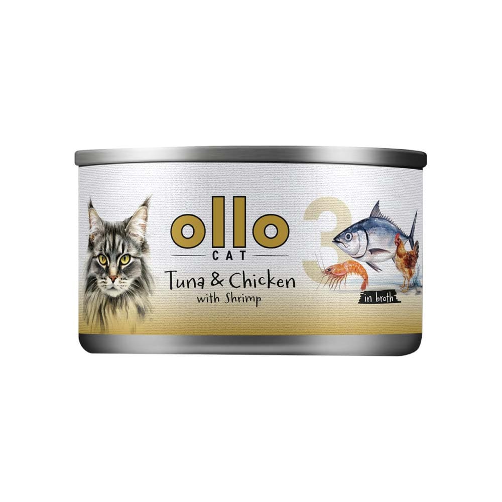 OLLO Cat nr 3 Tuna & Chicken with shrimp in broth - mokra karma dla kota - 70g