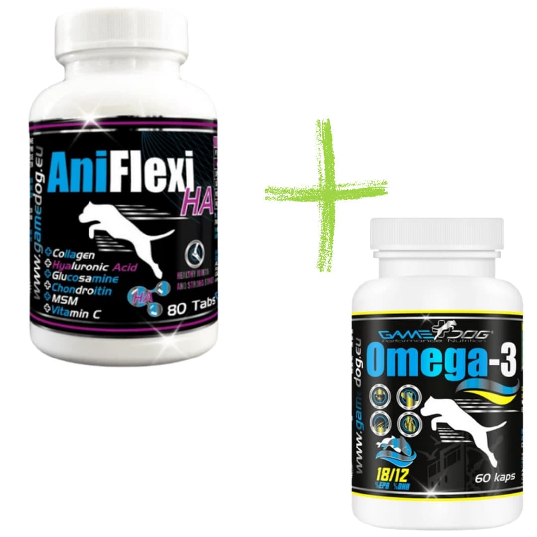 GAME DOG AniFlexi HA - suplementy dla psa - 80 tabletek +  GAME DOG Omega-3 - suplementy dla psa - 60 tabletek