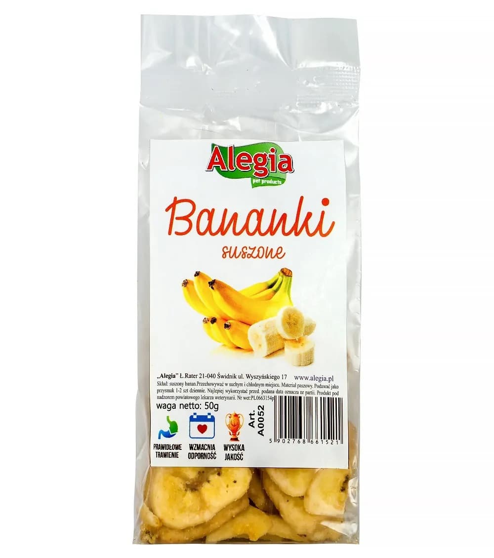 ALEGIA Banany suszone - przysmak dla gryzoni i królika - 60 g