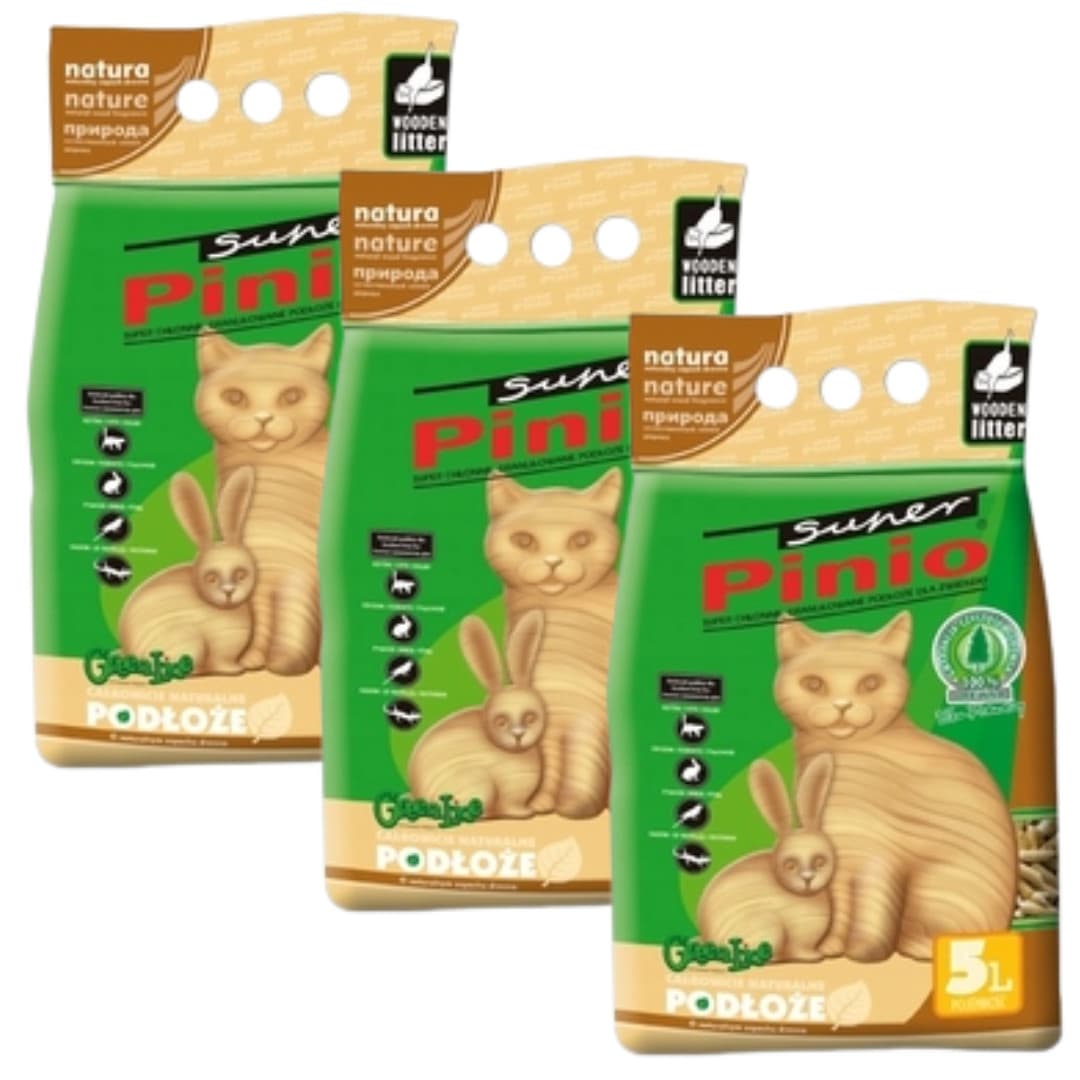 CERTECH Super Żwirek Pinio Naturalny, drewniany dla kota - 3x5l