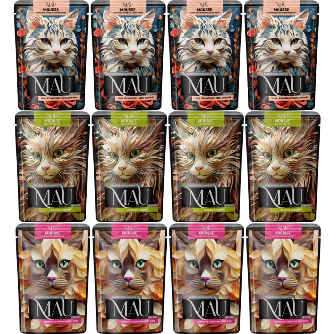 MAU Mousse Sterilised MIX smaków - mokra karma dla kota - 12x85g