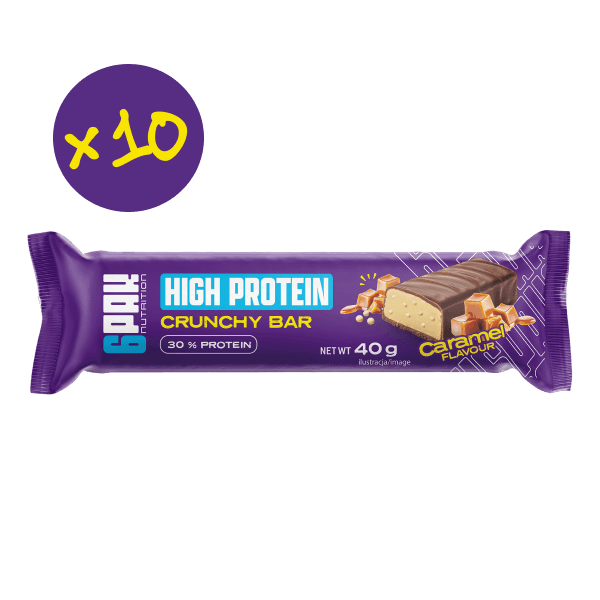 Zestaw 10 batonów wysokobiałkowych High Protein Crunchy Bar Caramel