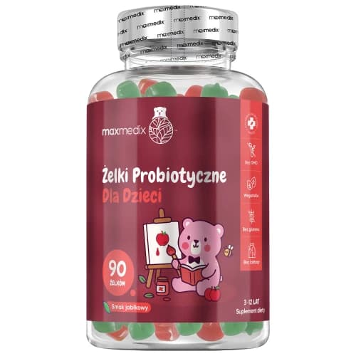 Żelki z probiotykami dla dzieci 90 sztuk - 1 miliard CFU Bacillus Coagulans i inulina - wegańskie, bez glutenu i laktozy