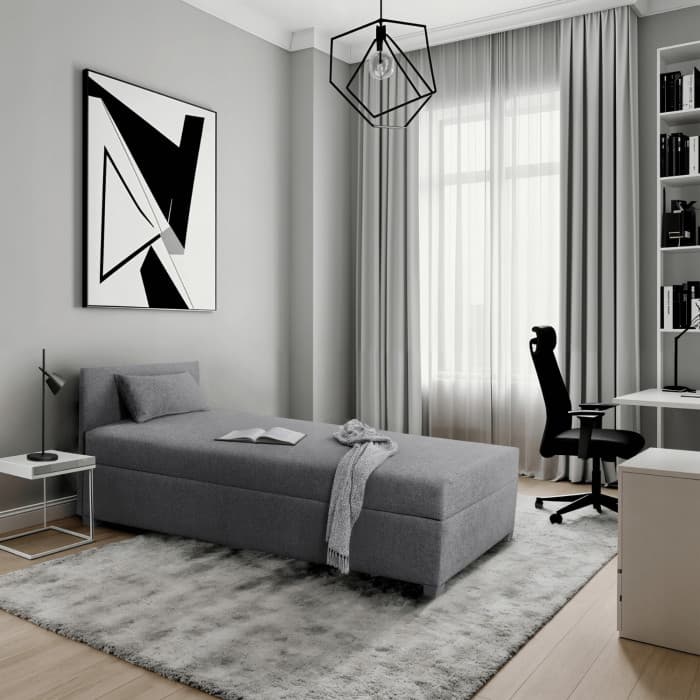 Łóżko Tapczan Młodzieżowe KARO 90x200 cm Szare