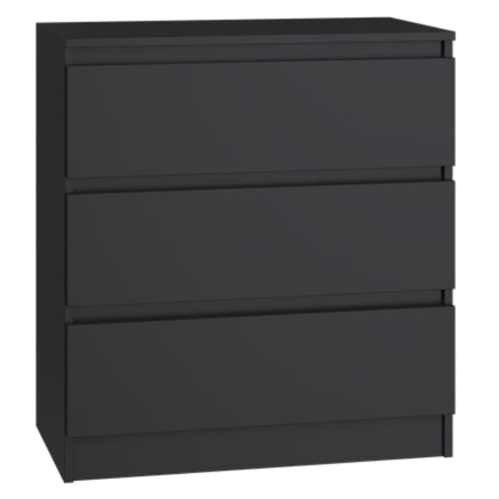 Komoda do Salonu NELA M3 70 cm Czarna z Trzema Szufladami Nowoczesna Loft