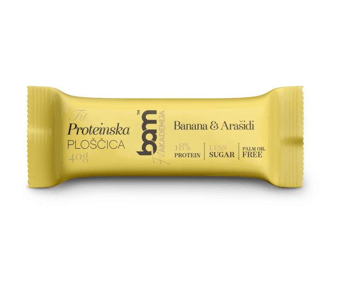 Baton proteinowy ze słodzikiem, bananem i orzeszkami ziemnymi