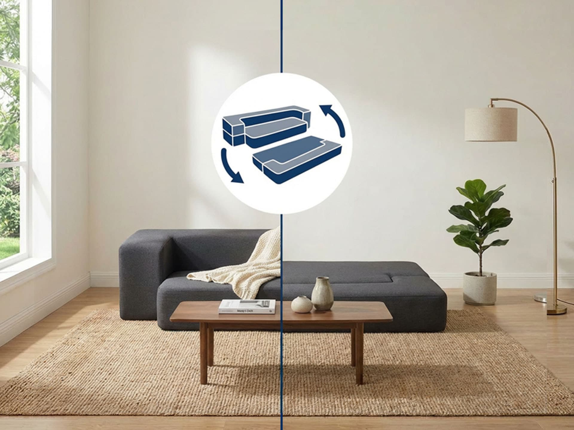 Sofa-materac 2w1 ciemnoszara CHARCOAL/G