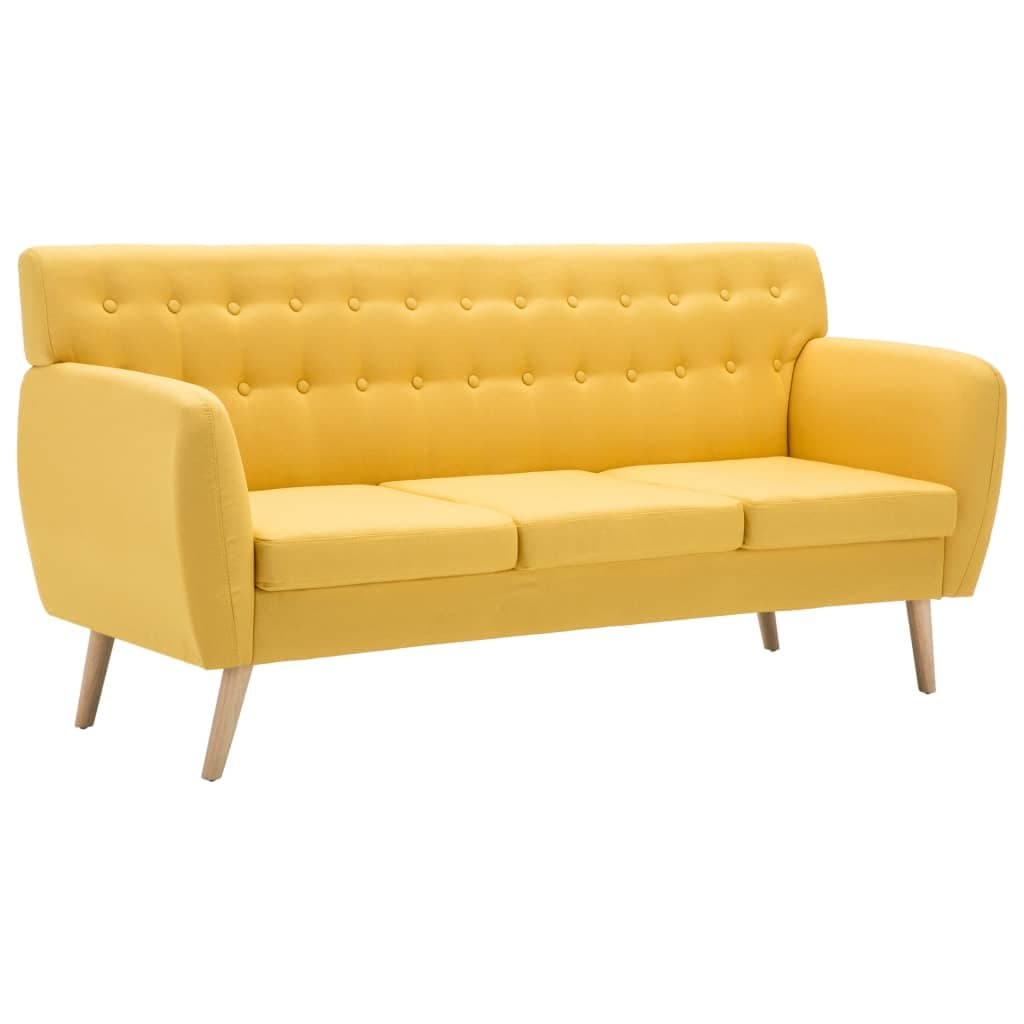 3-osobowa sofa tapicerowana tkaniną VIDAXL, żółta, 172x70x82 cm