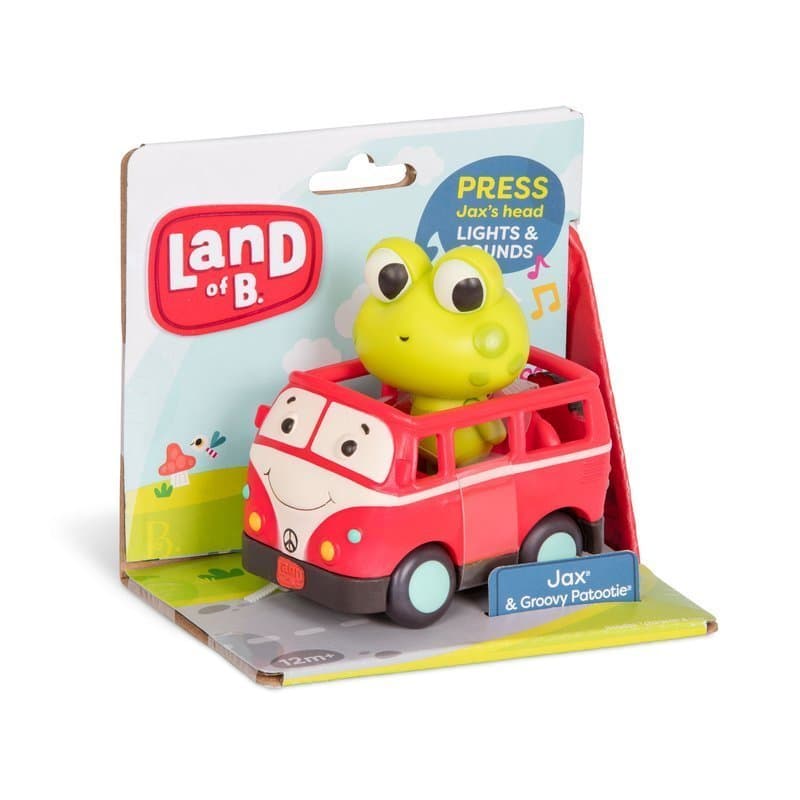 B. Toys, Miękkie Autko Sensoryczne Z Wesołym Pasażerem – Land Of B. Busik Z Żabką, 1+