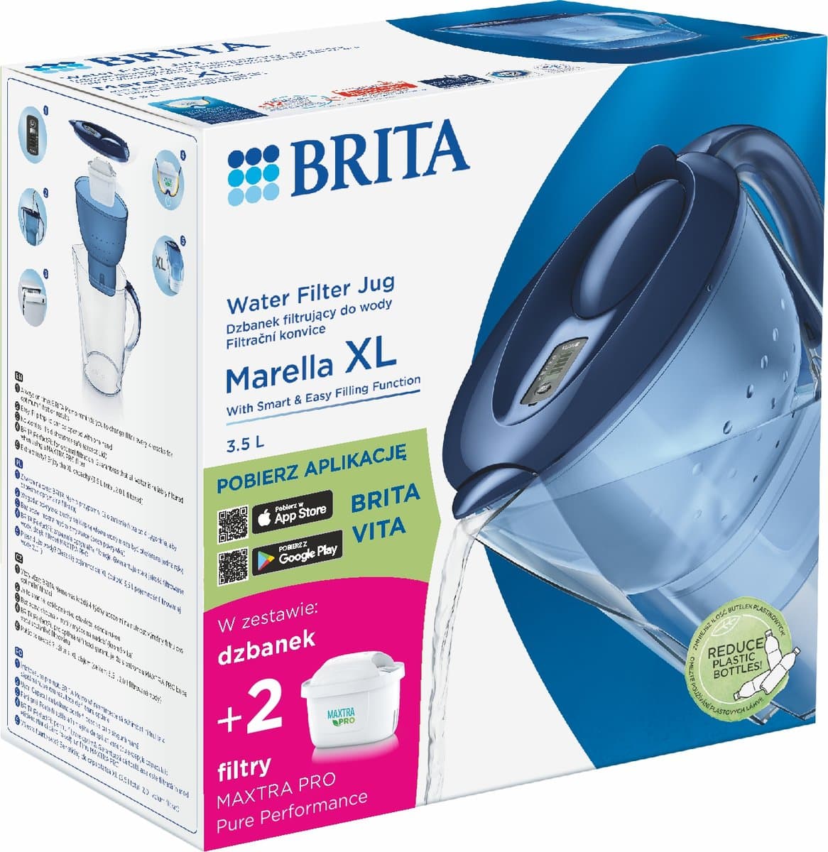 Brita, Dzbanek z filtrem Marella XL niebieski + 2 MAXTRA PRO Pure Performance