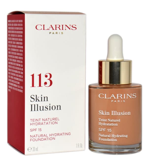 Clarins, Skin Illusion, podkład nawilżająco-rozświetlający 113 Chestnut, SPF 15, 30 ml