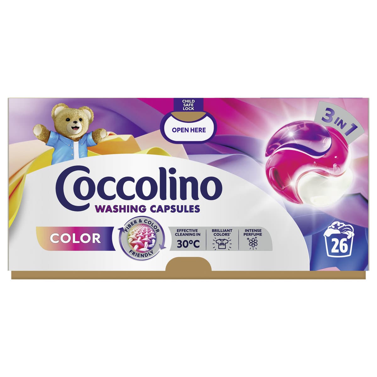 COCCOLINO Kapsułki do prania KOLOROWYCH tkanin 3 w 1 26 szt. 449,8 g
