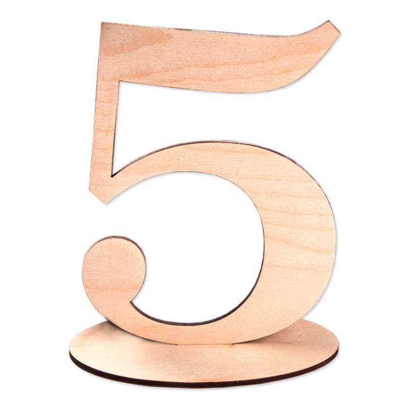 Drewniana cyfra liczba na podstawce Loveart 15cm numer 5 Numeracja stolików