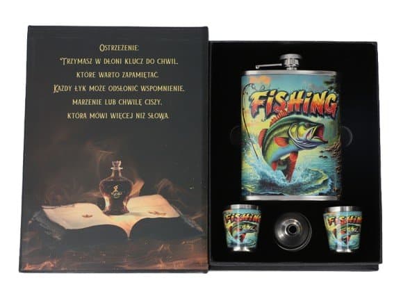 Elegancka Piersiówka dla Wędkarza 8 OZ ok. 240 ml Fishing na Prezent