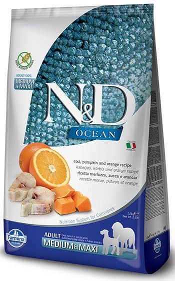 FARMINA N&D Ocean canine COD, PUMPKIN & ORANGE ADULT MEDIUM & MAXI 12kg