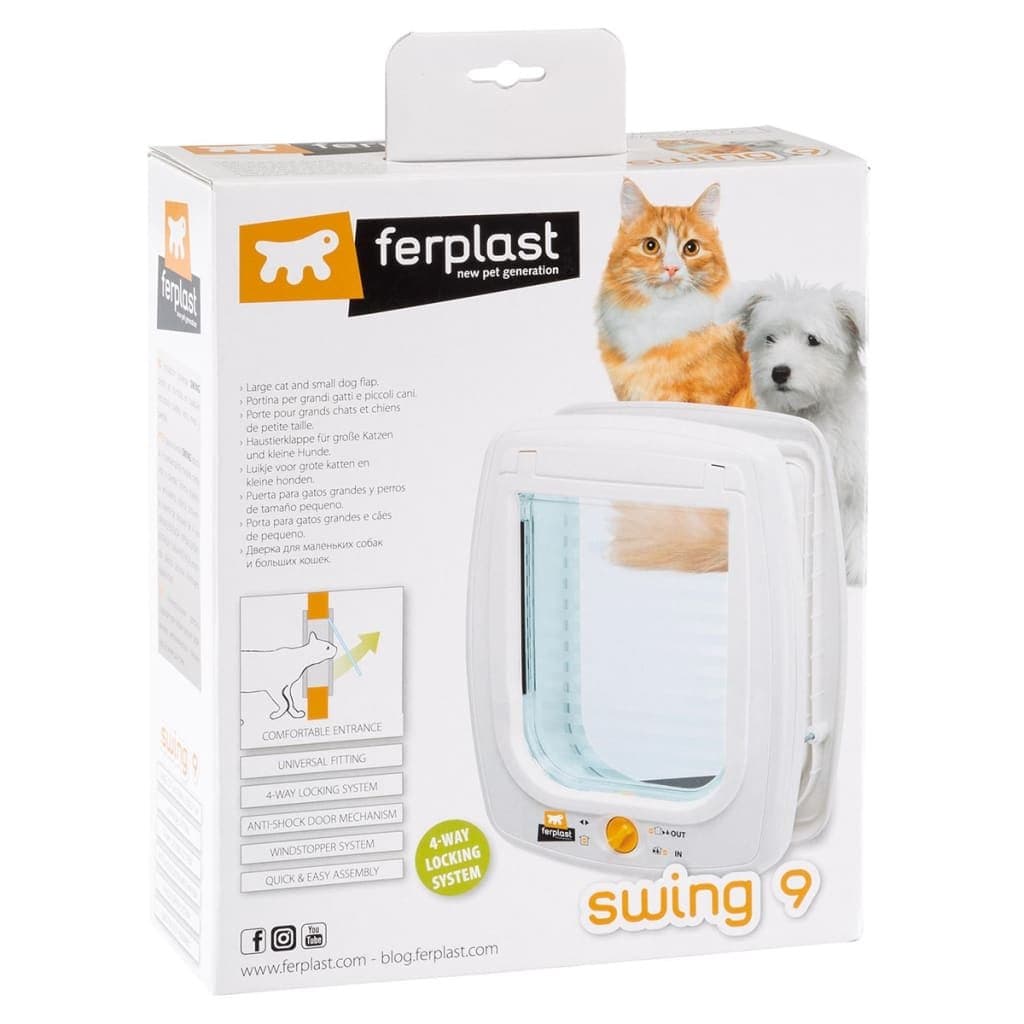 Ferplast Drzwiczki dla kota, 4-funkcyjne, Swing 9 SET, białe, 72105011
