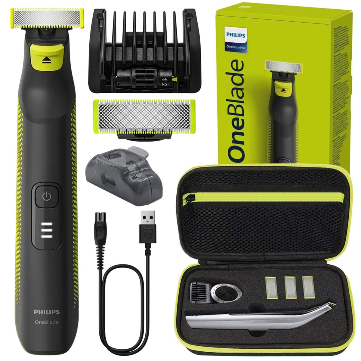 Golarka męska Philips OneBlade Pro, maszynka 5w1 – etui do brody zarostu trymer